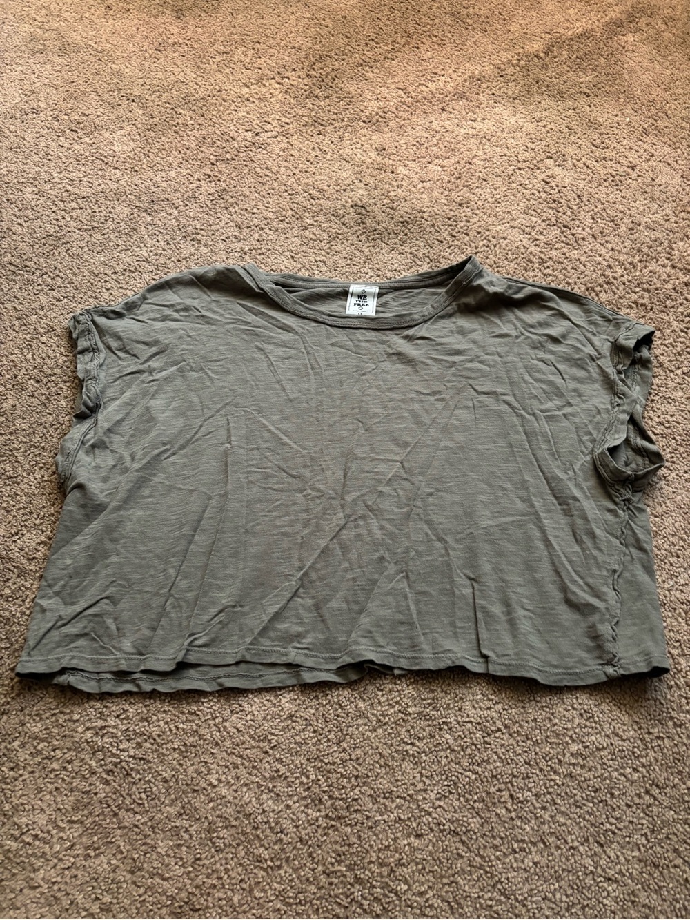 We The Free Olive Green Cropped Tee